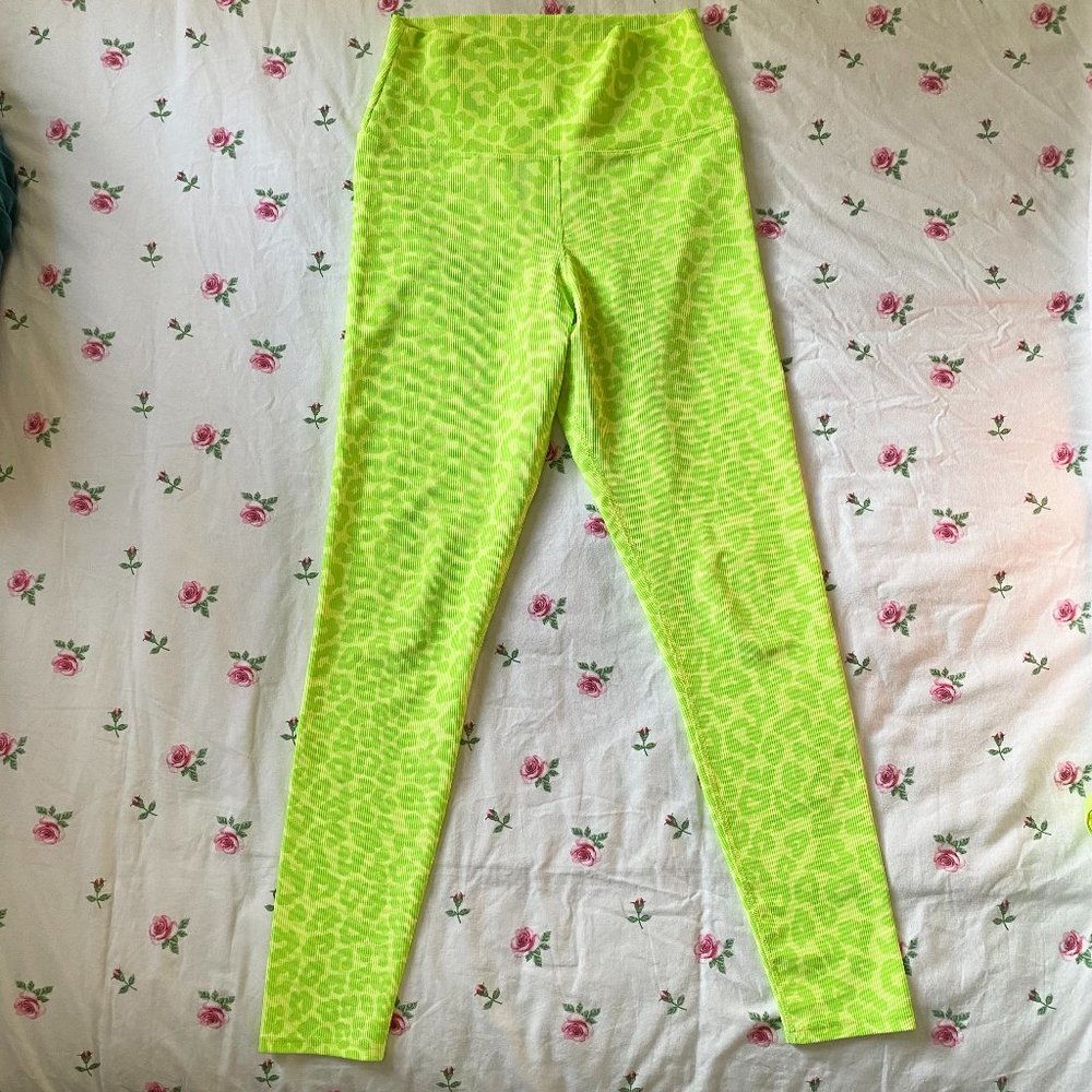 Beach Riot Ayla Rib Legging in Lemon Lime